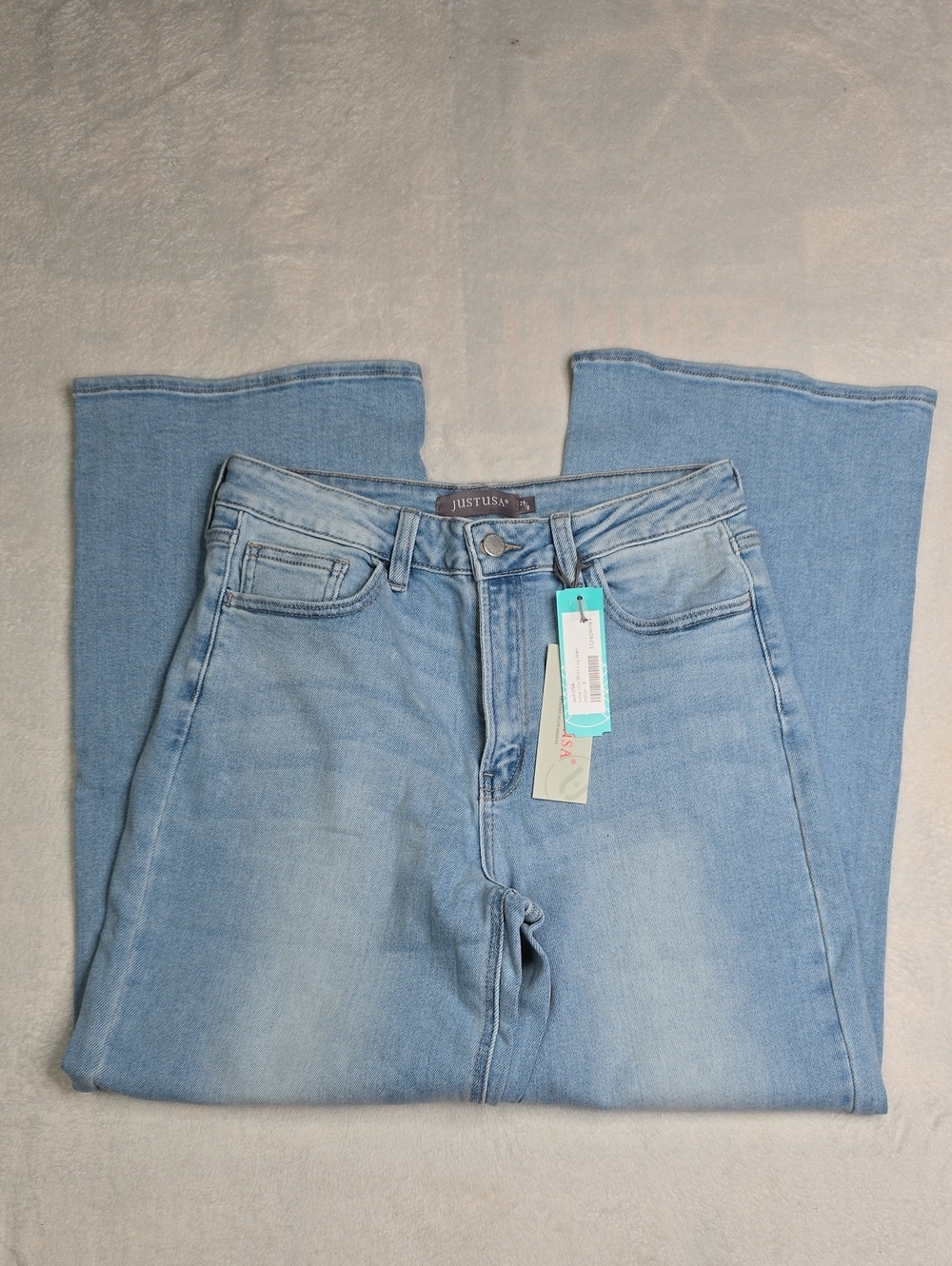 Just USA Light Wash High Rise Wide Leg Stretch Jeans Sz 8 NWT - Picture 5 of 9